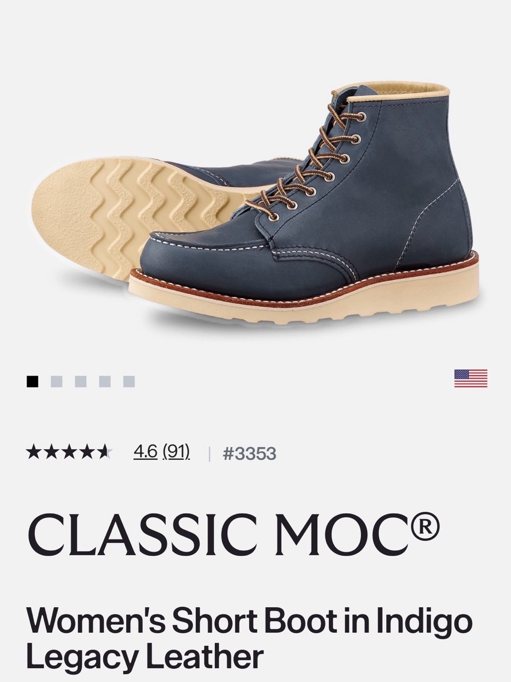 Red Wing - Heritage Women’s 6” Moc Toe Boot in Indigo Legacy